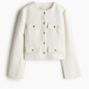 H&M Cream Tweed Blazer with Gold Buttons